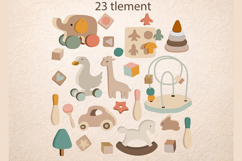 Minimalist Scandinavian Wooden Baby Toys Clipart Set Product Image 2