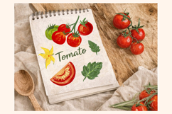 Tomato Clipart Set, Crayon Texture Vegetable Illustration Product Image 4