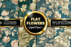 Flat Flowers Digital Papers - 04 Variations Product Image 2