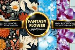 Fantasy Flower Digital Papers - 04 variations Product Image 2
