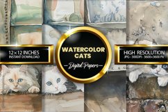 Watercolor Cats Digital Papers - 04 Variations Product Image 1