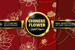 Chinese Flower Digital Papers - 04 Variations Product Image 1