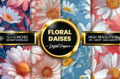 Floral Daises Digital Papers - 04 varitions Product Image 1