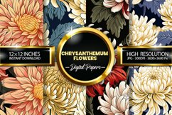 Chrysanthemum Flowers Digital Papers - 04 Variations Product Image 1