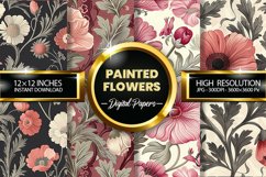 Painted Flowers Digital Papers - 04 variations Product Image 1