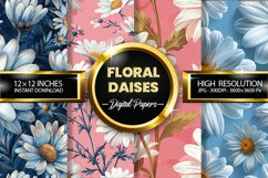 Floral Daises Digital Papers - 04 varitions Product Image 1