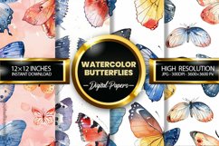 Watercolor Butterflies Digital Papers - 04 Variations Product Image 1