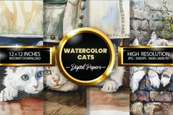 Watercolor Cats Digital Papers - 04 Variations Product Image 2
