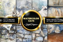 Watercolor Cats Digital Papers - 04 Variations Product Image 1