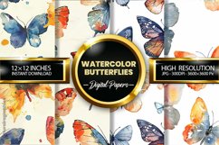 Watercolor Butterflies Digital Papers - 04 Variations Product Image 1