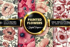 Painted Flowers Digital Papers - 04 variations Product Image 1