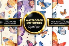 Watercolor Butterflies Digital Papers - 04 Variations Product Image 1