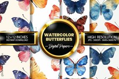 Watercolor Butterflies Digital Papers - 04 Variations Product Image 1