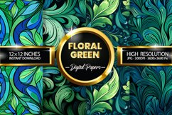 Floral Green Digital Papers - 04 Variations Product Image 1