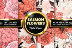 Salmon Flowers Digital Papers - 04 Variations Product Image 1