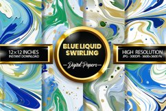Blue Liquid Swirling Digital Papers - 04 Variations Product Image 1