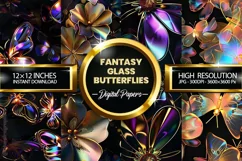 Fantasy Glass Butterflies Digital Papers - 04 Variations Product Image 2