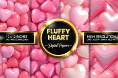 Fluffy Heart Digital Papers - 04 Variations Product Image 1