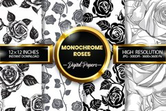 Monochrome Roses Digital Papers - 04 Variations Product Image 2