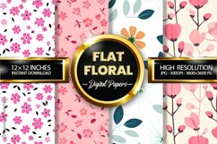 Flat Floral Digital Papers - 04 Variations Product Image 1