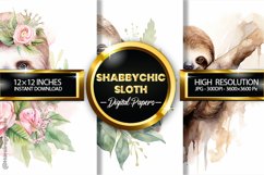 Shabbychic Sloth Digital Papers - 03 Variations Product Image 2