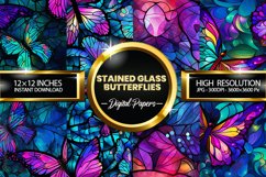 Stained Glass Butterflies Digital Papers - 04 Variations Product Image 1