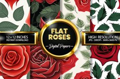 Flat Roses Digital Papers - 04 Variations Product Image 1