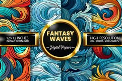 Fantasy Waves Digital Papers - 04 Variations Product Image 1
