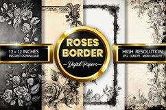 Roses Border Digital Papers - 04 Variations Product Image 2