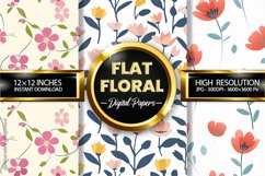 Flat Floral Digital Papers - 03 Variations Product Image 1
