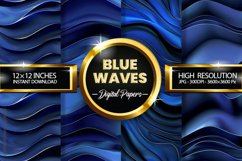 Blue Waves Digital Papers - 04 Variations Product Image 1