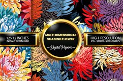 Multidimensional Shading Flower Digital Paper - 04 Variation Product Image 1