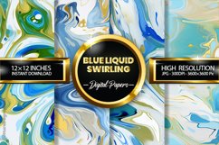 Blue Liquid Swirling Digital Papers - 04 Variations Product Image 1