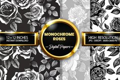 Monochrome Roses Digital Papers - 04 Variations Product Image 1
