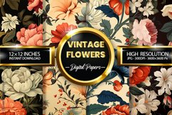 Vintage Flowers Digital Papers - 04 Variations Product Image 1
