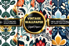 Vintage Wallpaper Digital Papers - 04 Variations Product Image 1