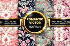 Romantic Victor Digital Papers - 04 Variations Product Image 2
