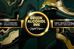 Green Alcohol Ink Digital Papers - 04 Variations Product Image 1