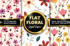 Flat Floral Digital Papers - 03 Variations Product Image 1