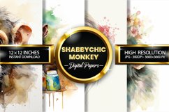 Shabbychic Monkey Digital Papers - 04 Variations Product Image 2
