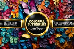 Colorful Butterflies Digital Papers - 04 Variations Product Image 1