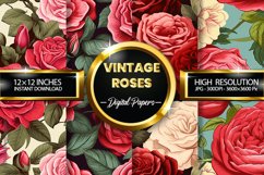 Vintage Roses Digital Papers - 04 Variations Product Image 1