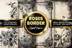 Roses Border Digital Papers - 04 Variations Product Image 1