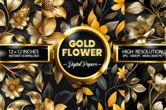 Gold Flower Digital Papers - 04 Variations Product Image 2