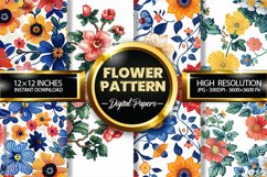 Flower Pattern Digital Papers - 04 Variations Product Image 1