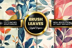 Brush Leaves Digital Papers - 04 Variations Product Image 1