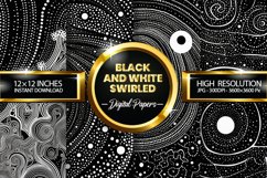 Black and White Swirled Digital Papers - 04 Variations Product Image 1