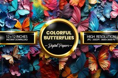Colorful Butterflies Digital Papers - 04 Variations Product Image 1