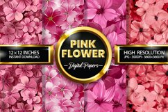 Pink Flower Digital Papers - 04 variations Product Image 1