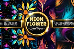 Neon Flower Digital Papers - 04 Variations Product Image 1